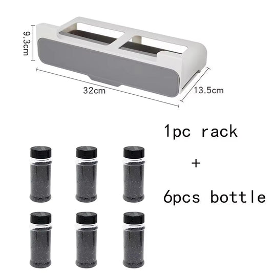 Kitchen Seasoning Bottle Storage Rack Spice Rack Self-Adhesive Wall-Mounted Under-Shelf Spice Organizer Kitchen Storage Rack