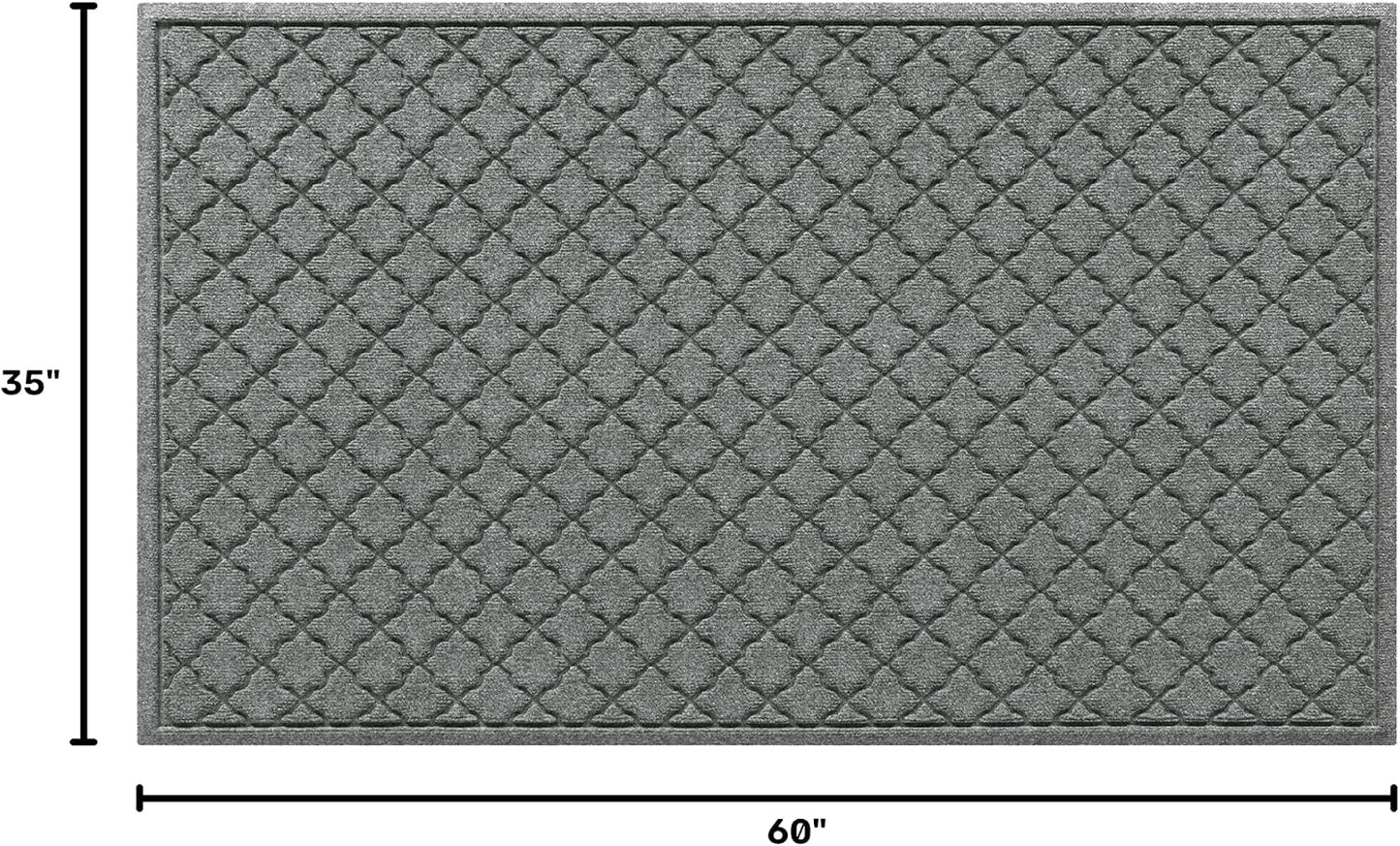 Cordova Front Door Mat Indoor Outdoor Entrance, Absorbent All-Weather Doormat Non-Slip Rubber Backing, Dirt & Moisture Trapper, Low Profile, Easy Clean, Made in USA, 35"X59" Medium Grey