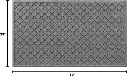 Cordova Front Door Mat Indoor Outdoor Entrance, Absorbent All-Weather Doormat Non-Slip Rubber Backing, Dirt & Moisture Trapper, Low Profile, Easy Clean, Made in USA, 35"X59" Medium Grey